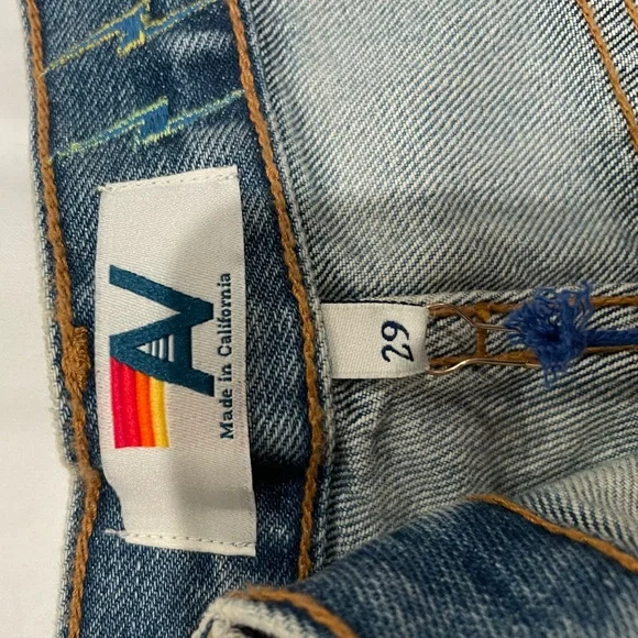 Aviator Nation hi rise rocker live free bolt jean shorts - vintage